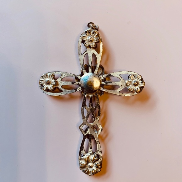 Art Nouveau period rare silver plated cross - Picture 2 of 2